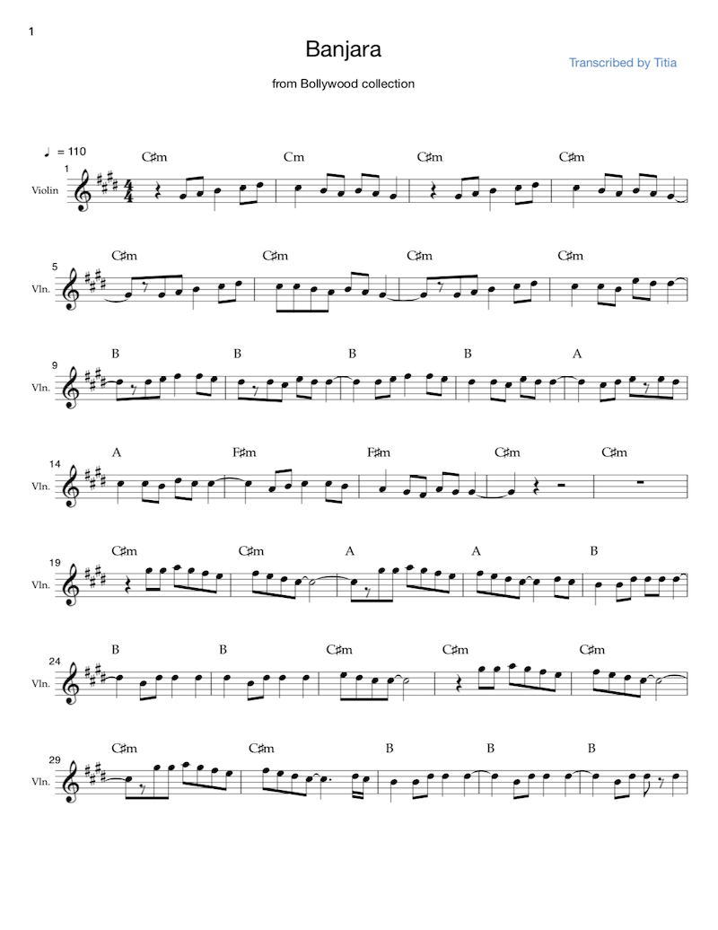 Banjara sheet music thumbnail