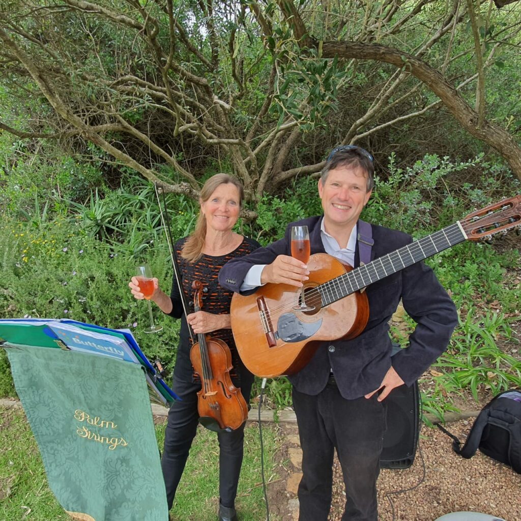 Southhill in Elgin is hosting Palm Strings Duo …violin/ guitar…to entertain guests this weekend to celebrate the blossom festival.